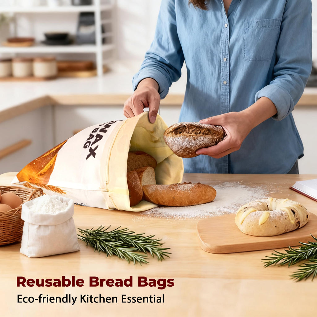 OHIYO Beeswax Bread Bags for Homemade, Reusable Natural Beeswax Sourdough Bread Bags Freshness Keeper for Homemade, Bakery Essentials (2 Pack)