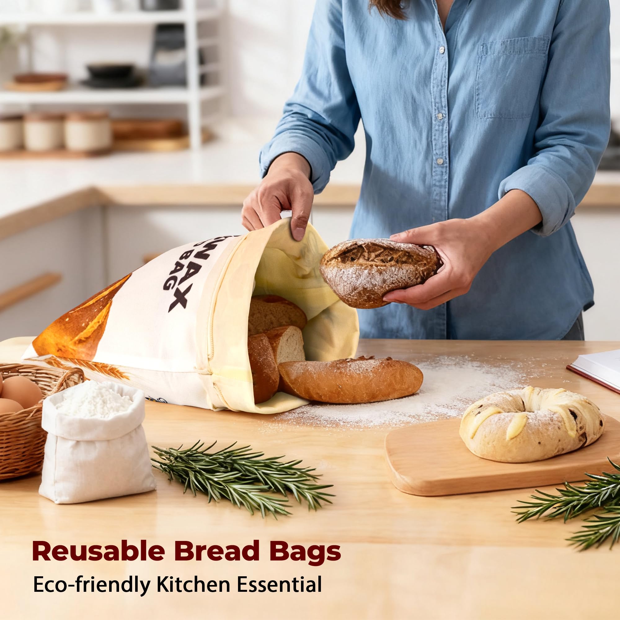 OHIYO Beeswax Bread Bags for Homemade, Reusable Natural Beeswax Sourdough Bread Bags Freshness Keeper for Homemade, Bakery Essentials (2 Pack)