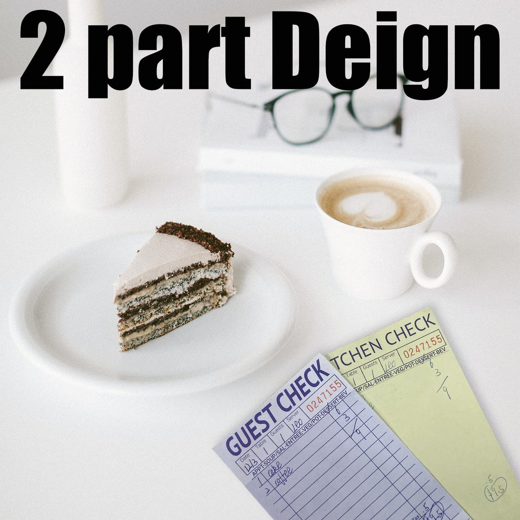 suituts 12 Pack Guest Check Books Server Waitress Pads, 2-Part Carbonless Order Pads for Restaurants, Server, Waiter, 50 Sheets Per Server Pads Total 600, Extra 3 Clips