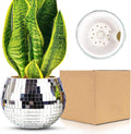 Qiumyanlod Disco Ball Planter,Disco Ball Vase,Disco Flower Pot,Plant Pots,Plant Holder,Silver Mirror Plastics Planter,Disco Decoration for Party, Office, Kitchen,5 x 5 x 4 inch