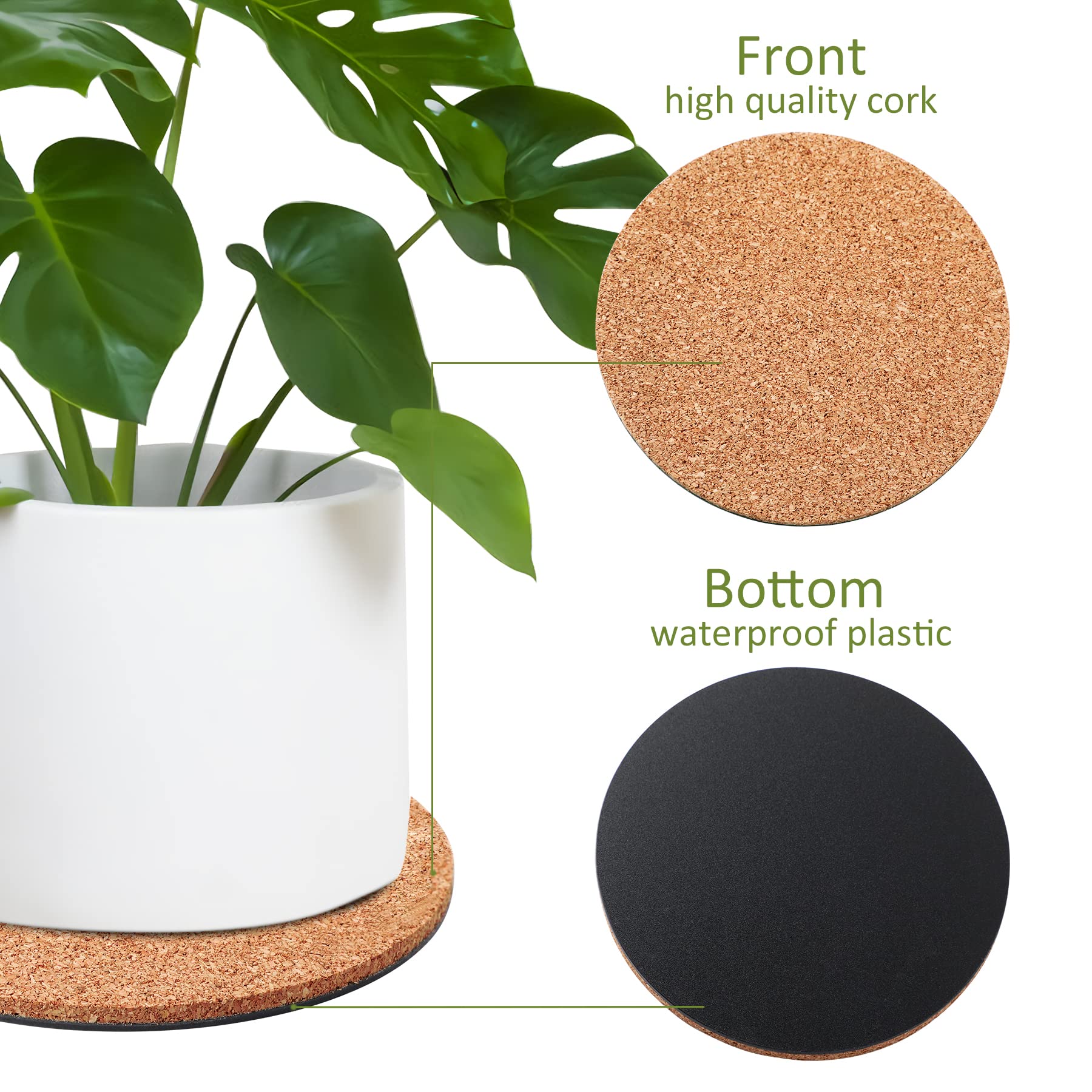 Augshy 8 Pieces 4 Sizes Cork Plant Saucers Plant Mats Round Coasters Pad for Plants House Garden Indoors Pots DIY Craft Project (4 Inches, 6 Inches, 8 Inches, 10 Inches)