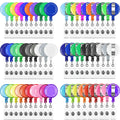 60 Pcs Retractable Badge Reel, Badge Clips Holder Nurse Students Doctor ID Badge Holder Badge Reels Bulk for ID Card Name Keychain, 30 Colors