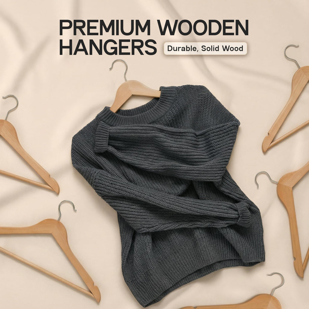 Beddora Wooden Hangers 20 Pack - 360 rotatable Swivel Hook Durable & Slim Lightweight with Shoulder Grooves - Wood Hanger for Clothes Coats Pants Suits Jackets in Natural