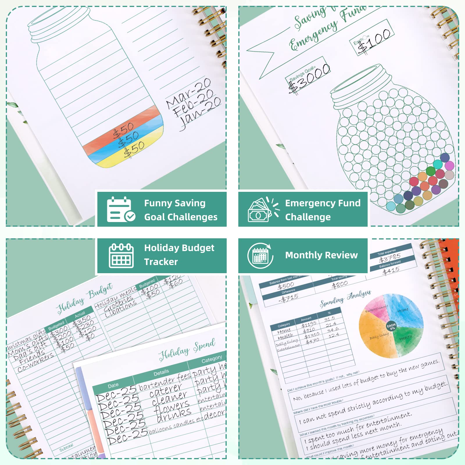 SOLIGT 8.5 x 11 inches Large Budget Planner and Monthly Bill Organizer – Premium Hardcover Budget Book with 12 Pockets – Monthly Budget Planner for Savings, Debt, Expense Tracking – Budget Tracker with Stickers