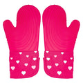 Paris Hilton Oven Mitt Set with Heart Design, Heat Resistant Pot Holders Featuring Non-Slip Textured Silicone Grips, 2-Piece Set, Pink