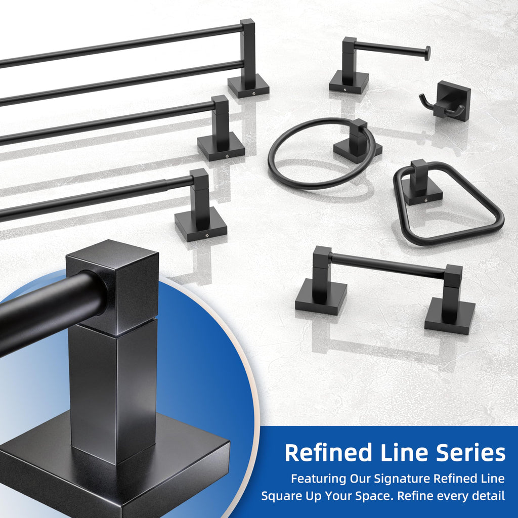 Ruacq Toilet Paper Holder Matte Black Double Post Pivoting Square Tissue Holders Roll Holder Hangers Toilet Paper Stand Stainless Steel and Zinc Alloy Modern Wall Mounted