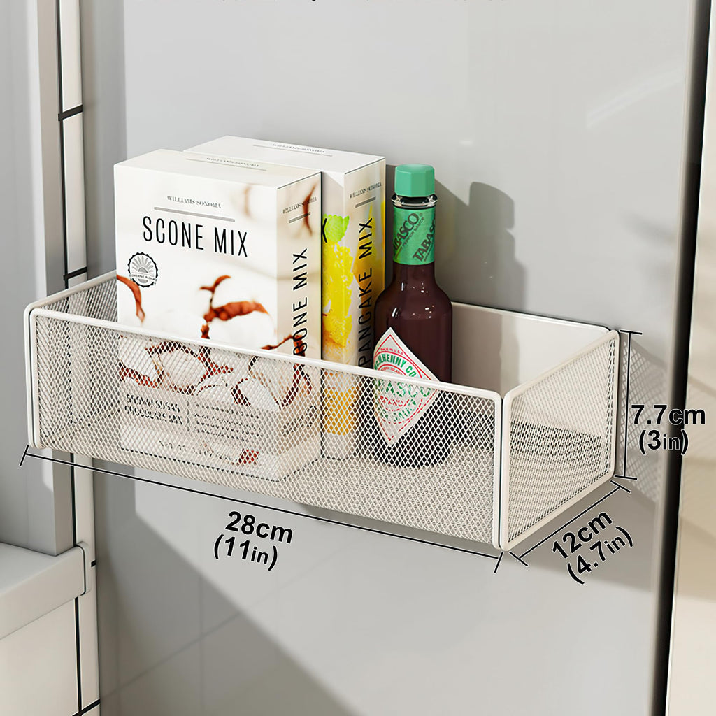 LIFEFAN Magnetic Shelf Basket Organizer Holder for Fridge Magnetic Storage Bin Box Containers for Refrigerator Whiteboard Classroom