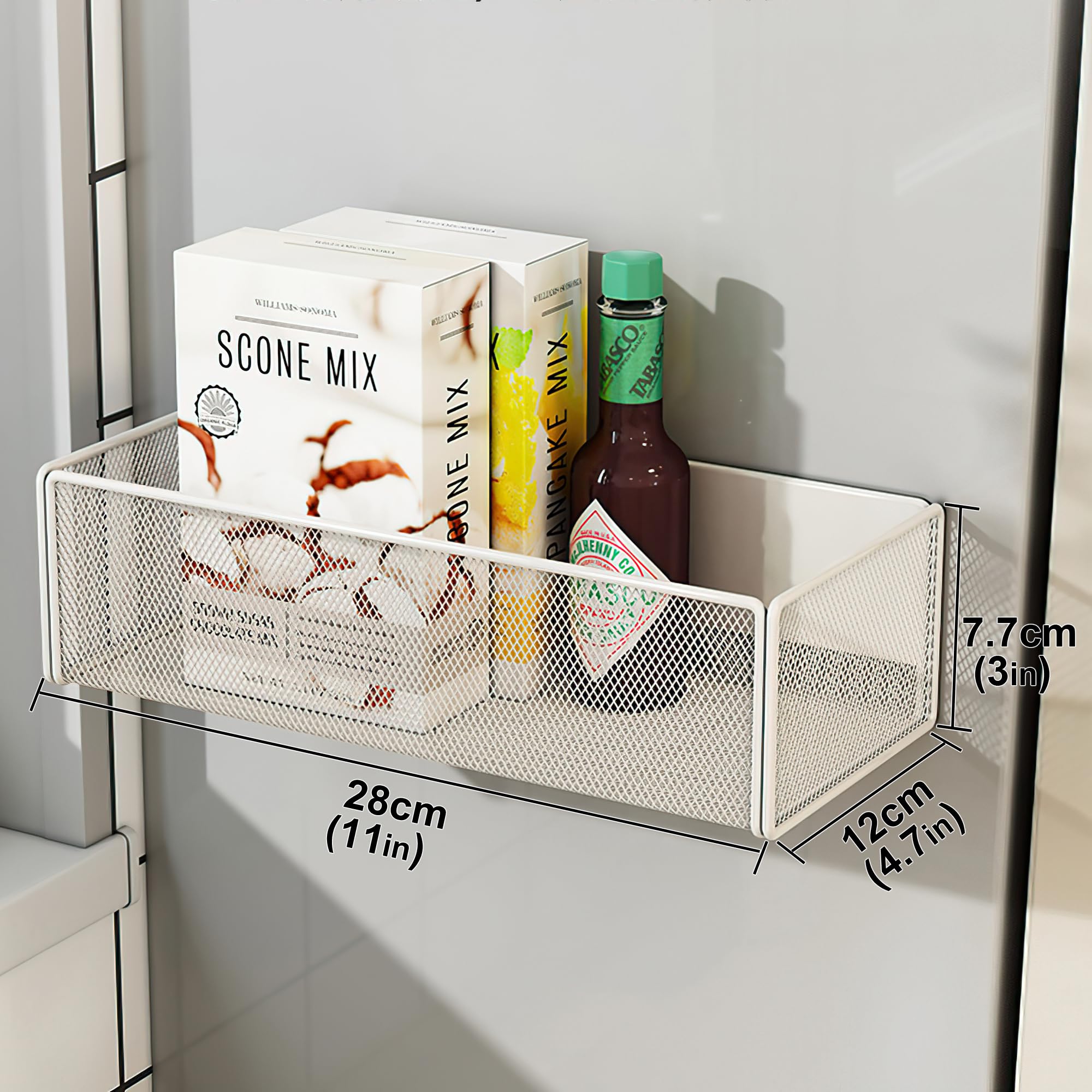 LIFEFAN Magnetic Shelf Basket Organizer Holder for Fridge Magnetic Storage Bin Box Containers for Refrigerator Whiteboard Classroom