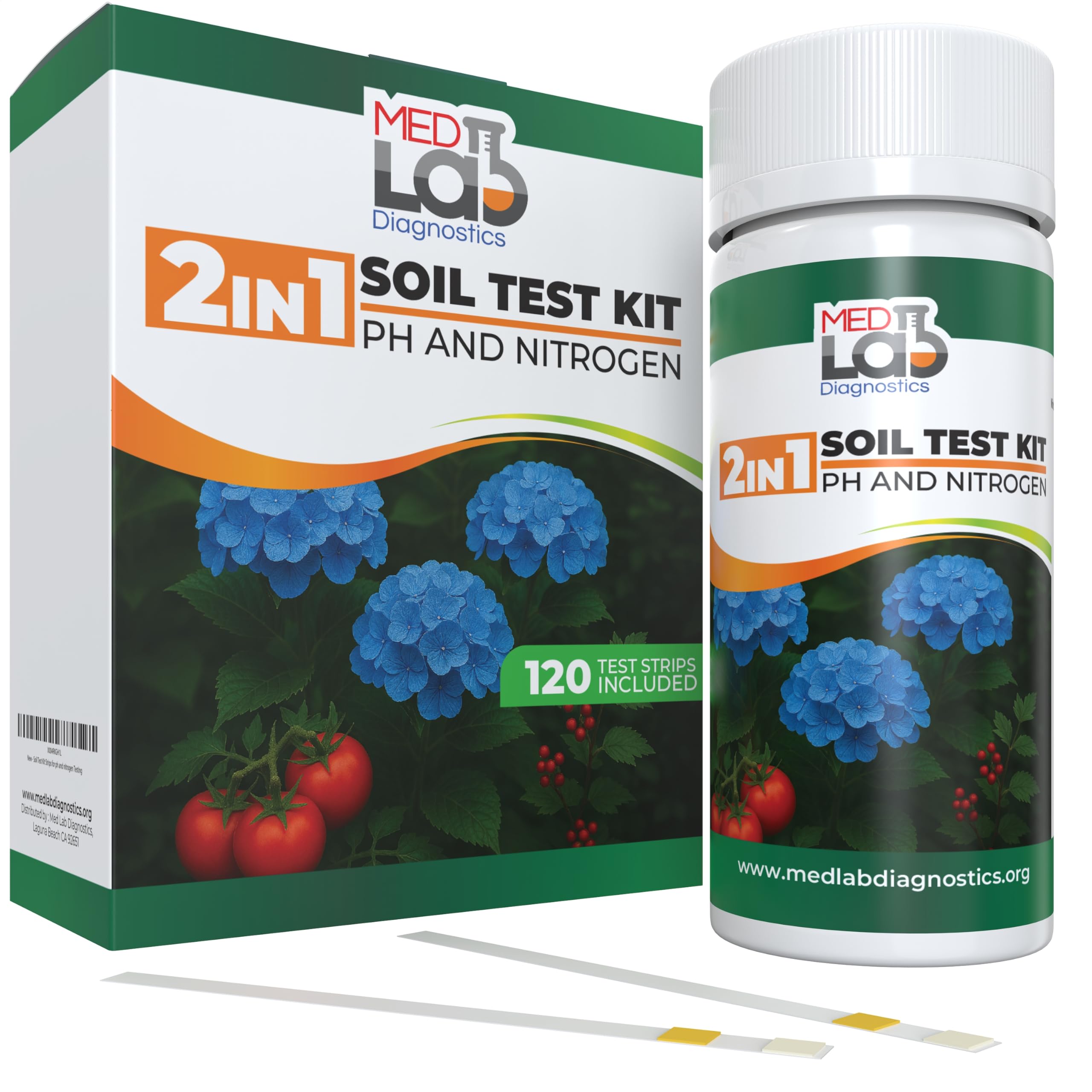 Soil Test Kit- 2-in-1 Soil & Nitrogen Test Strips(120 cnt), Accurate Soil Tester for Garden, Plants, Vegetables, Flowers, and Lawn Care.