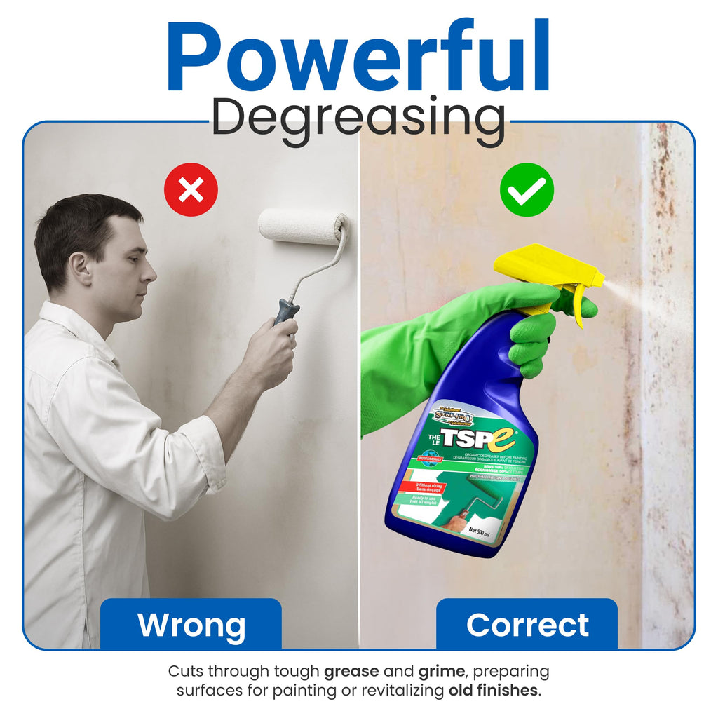 TSPE Cleaner Spray – 500ml / 16.9 oz No-Rinse Phosphate-Free Degreaser – Eco-Friendly TSP Substitute for Cabinets, Walls, Paint Prep, and Kitchen Cleaning – Biodegradable Formula