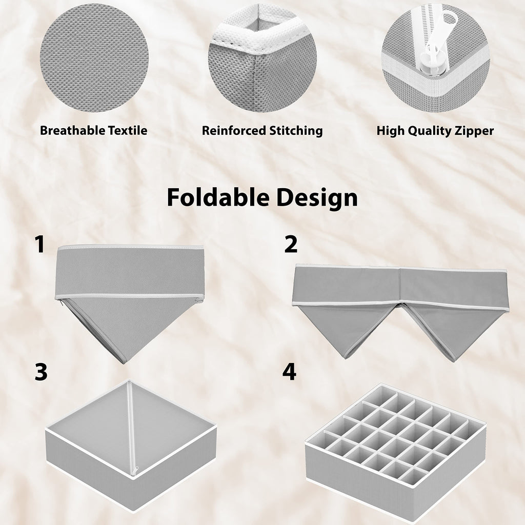Simple Houseware Closet Underwear and Clothes Organizer Drawer Divider Set of 4, Grey
