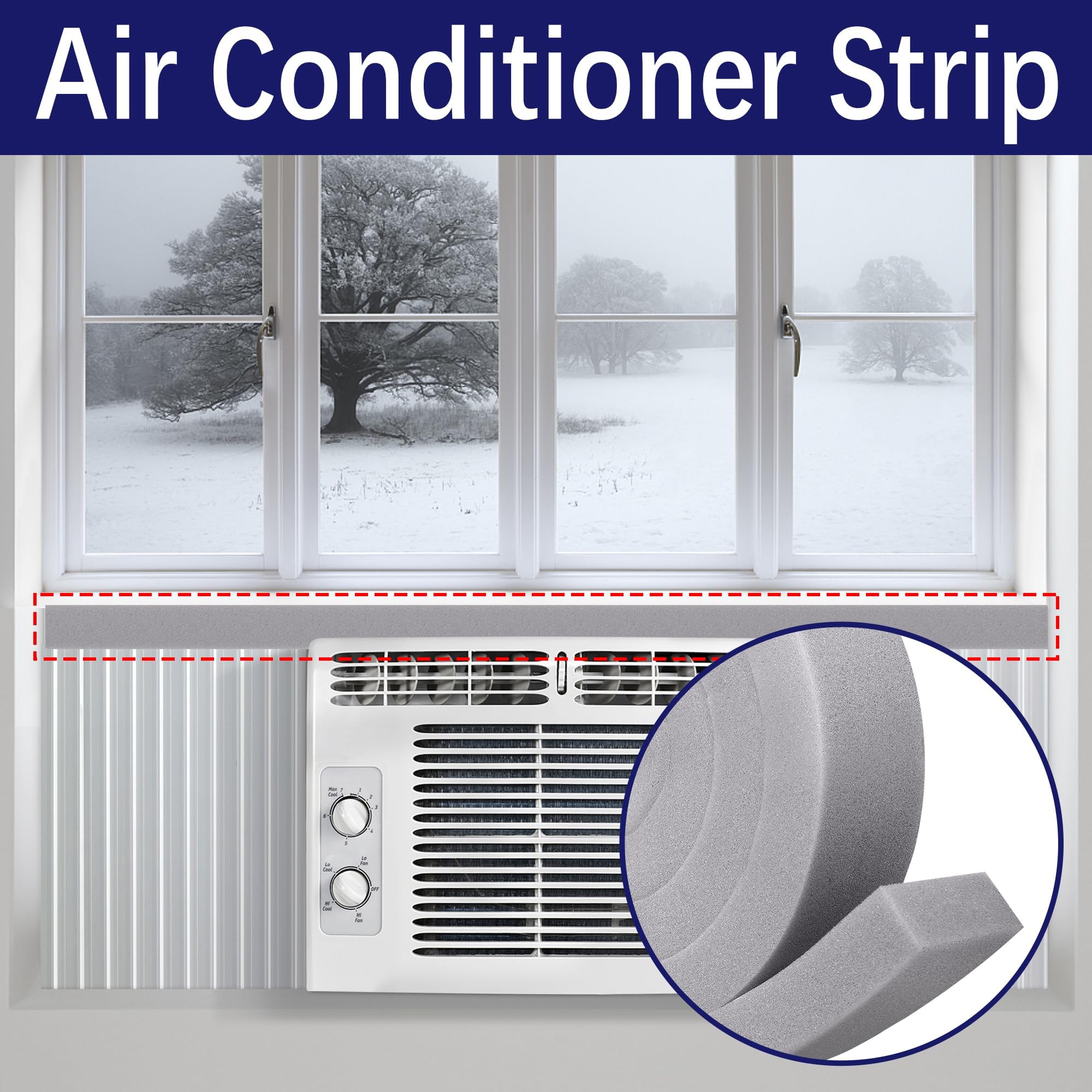 Tlswshsy 2Pcs Air Conditioner Foam Tape-2'' x 1'' x 6.5 Ft Foam Air Conditioner Weatherseal Tape- Non-Adhesive Foam Seal Strip with Glue Point for Air Conditioner Door Window Seal (Grey-2PCS)