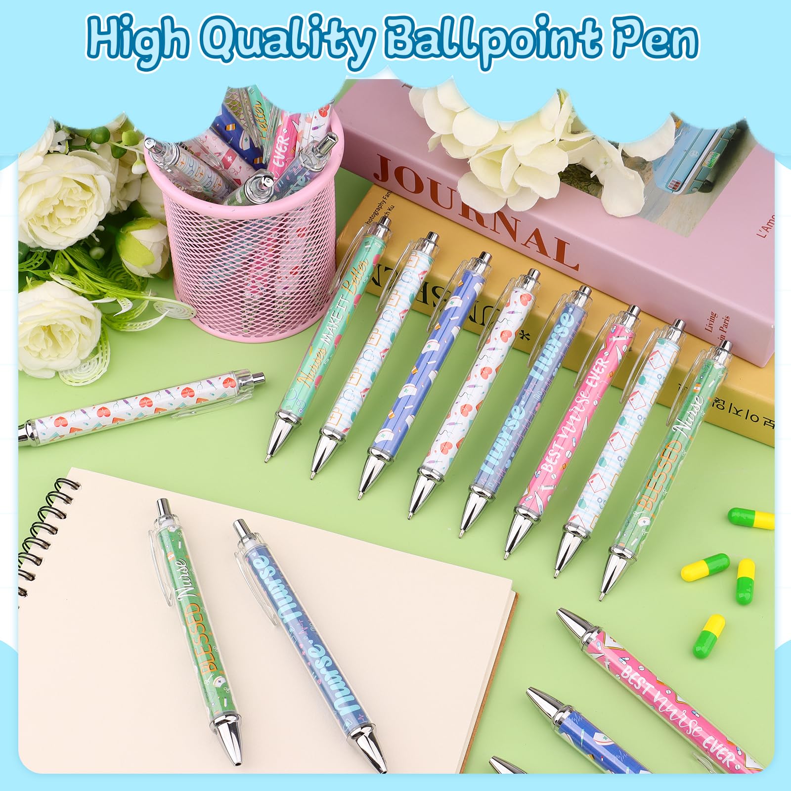 24 Pcs Nurse Gifts Bulk Nurses Week Gifts Nursing Pens Funny Cartoon Ballpoint Pen Nurse Day Gift Nursing Week Appreciation Gift for Women Men Doctor Teachers Medical Assistants Nursing Students