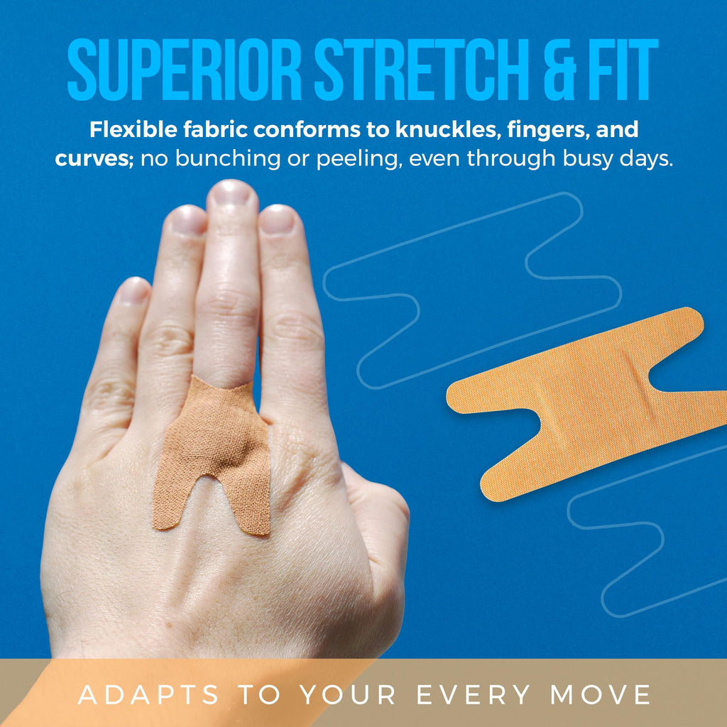 Flexible Fabric Bandages - Flex Fabric Adhesive Bandages Knuckle Bandages for Finger Care and to Protect Wounds from Infection - (100 Count Box)