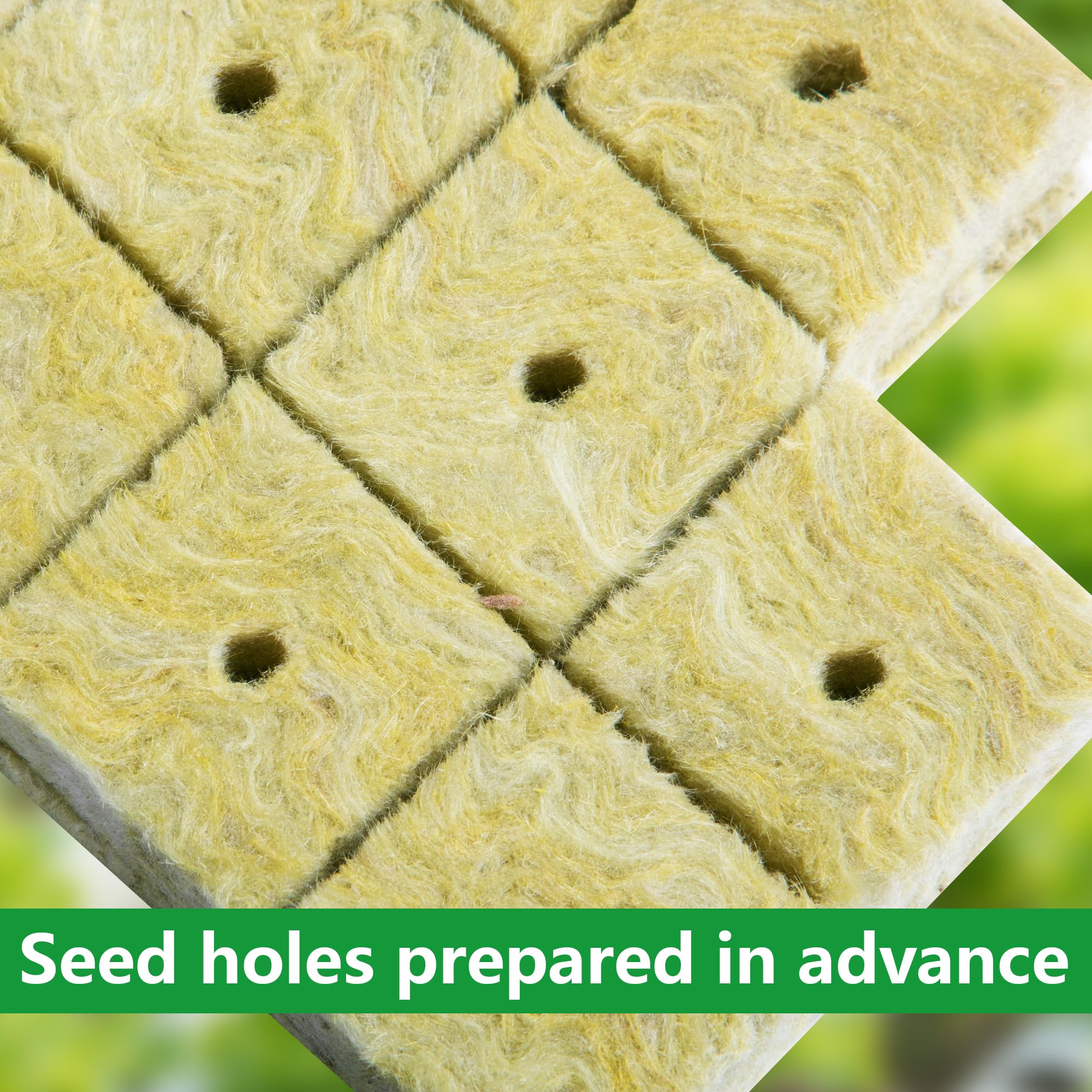 144Pcs Rockwool Grow Cubes - 1.5×1.2×1.2Inch Stonewool Starter Plugs for Rapid Plant Growth - Starter Cubes Plugs with Holes for Hydroponic, Seeds Germination and Soilless Growing