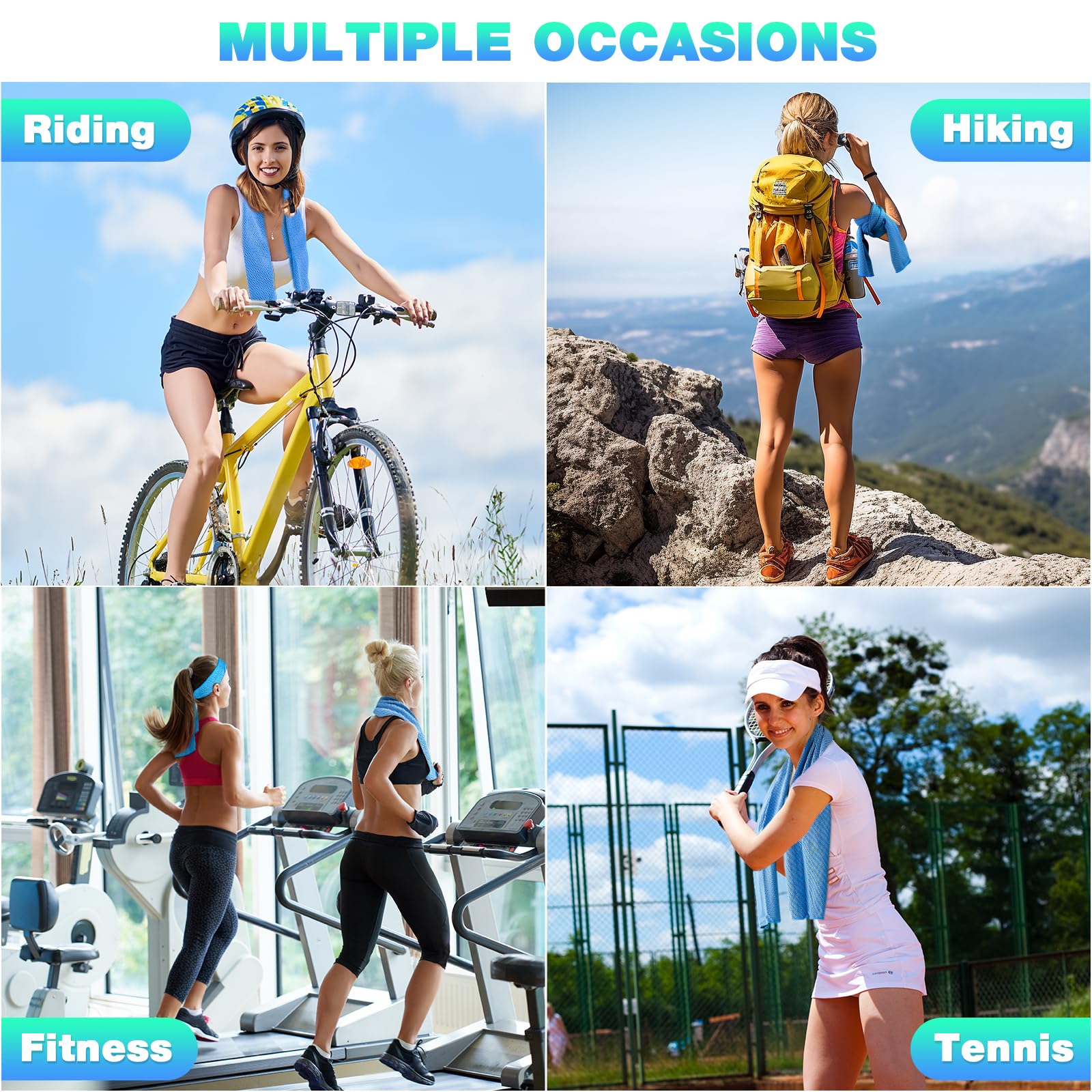 MENOLY 10 Pack Cooling Towels with Carrying Bags, 40"x12" Cooling Towels for Neck and Face, Instant Gym Towels, Cooling Towel Workout Towels for Sports, Sweat, Yoga, Camping, Running Cooling rag