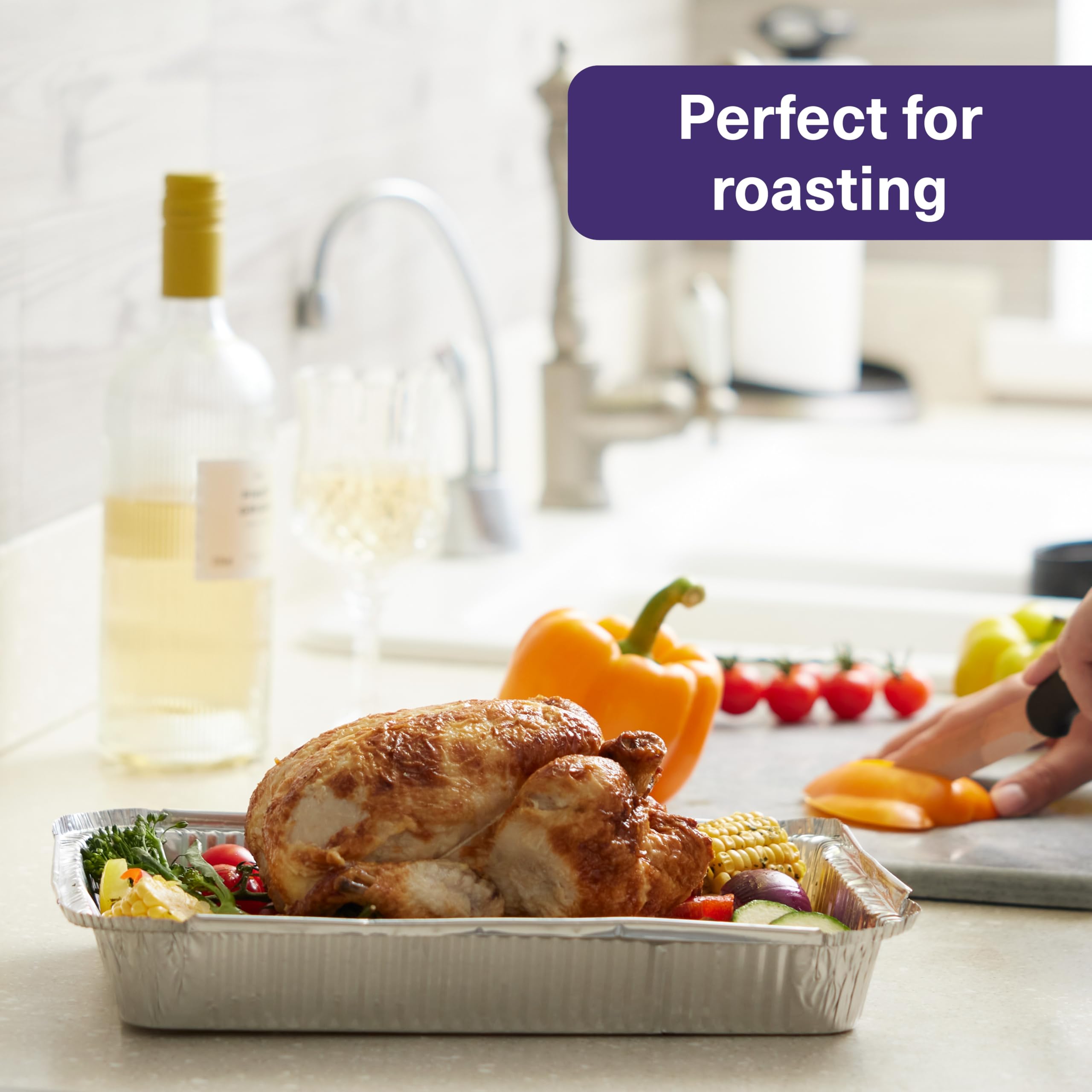 MATANA 8x12 Aluminum Pans Foil Trays (25 Pack) Cake & Lasagna Baking, Chicken Roasting, Chafer, Crawfish Cooking | Ideal for Party Catering & Takeaway