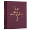 Lanpn Travel Photo Journal Notebook for Women Men, Linen Travel Log Diary Scrapbook Memory Book with Prompts, Anniversary Journals Traveling Gifts (Burgundy, 110 Pages)