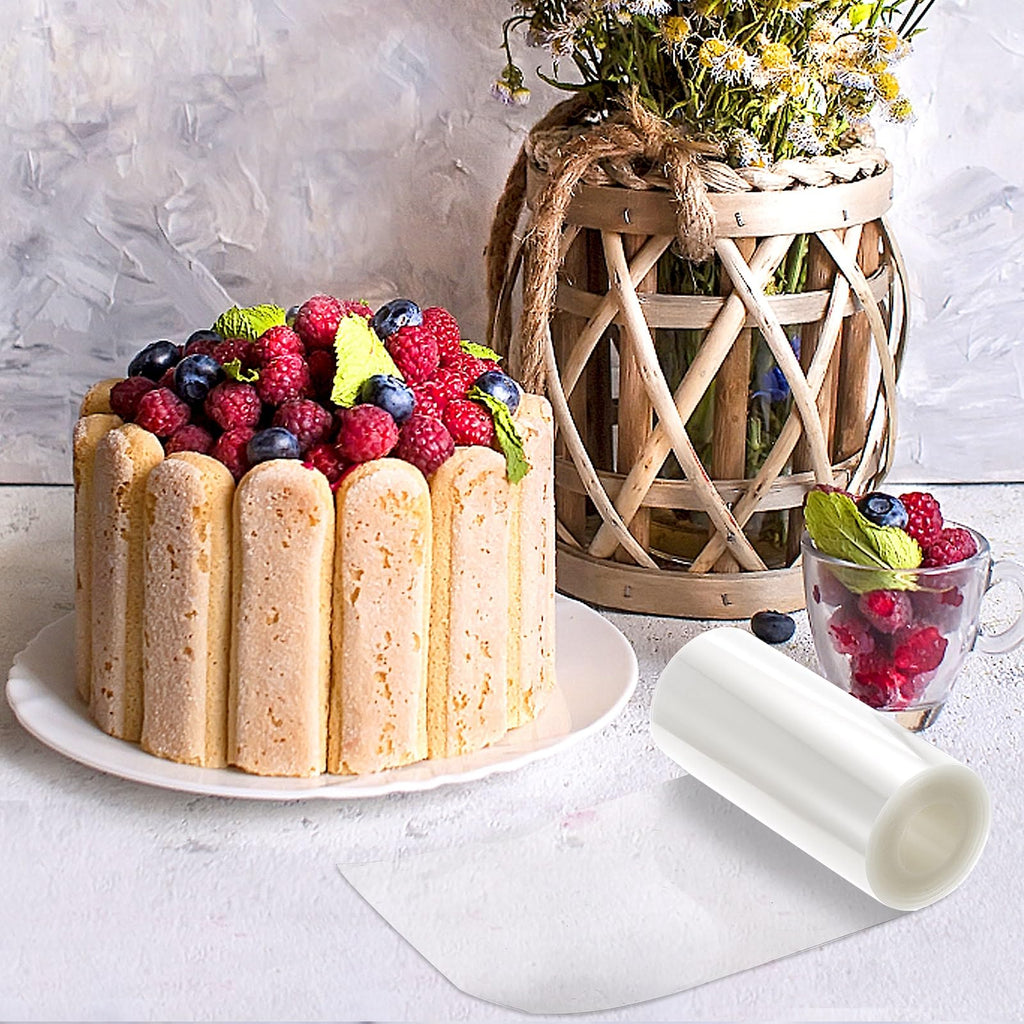 YOUEON Cake Collars Acetate Roll almost 4/4.7/6/8 x 394 Inch, Clear Cake Acetate Sheets Cake Strips for Chocolate, Mousse Baking, Transparent Surrounding Edge Cake Decorating