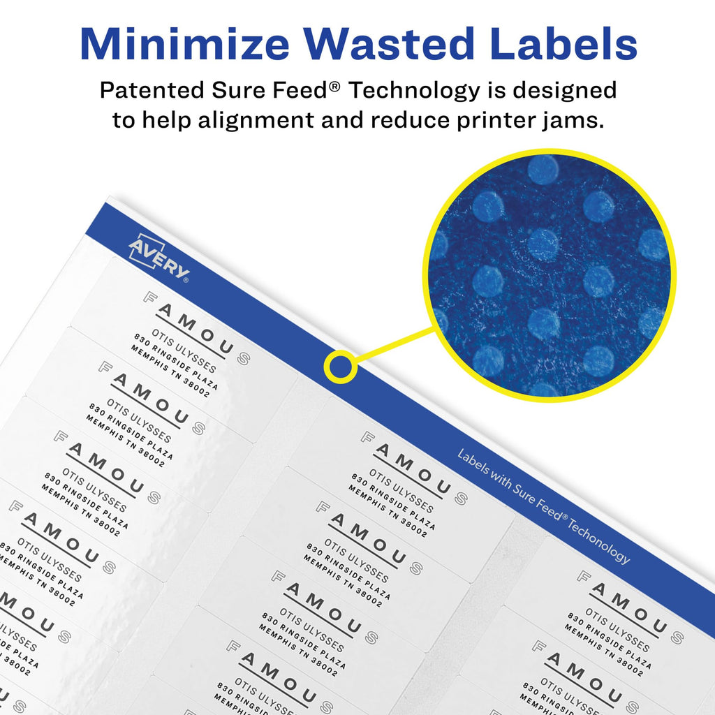 White Easy Peel Address Labels with Sure Feed, Laser,