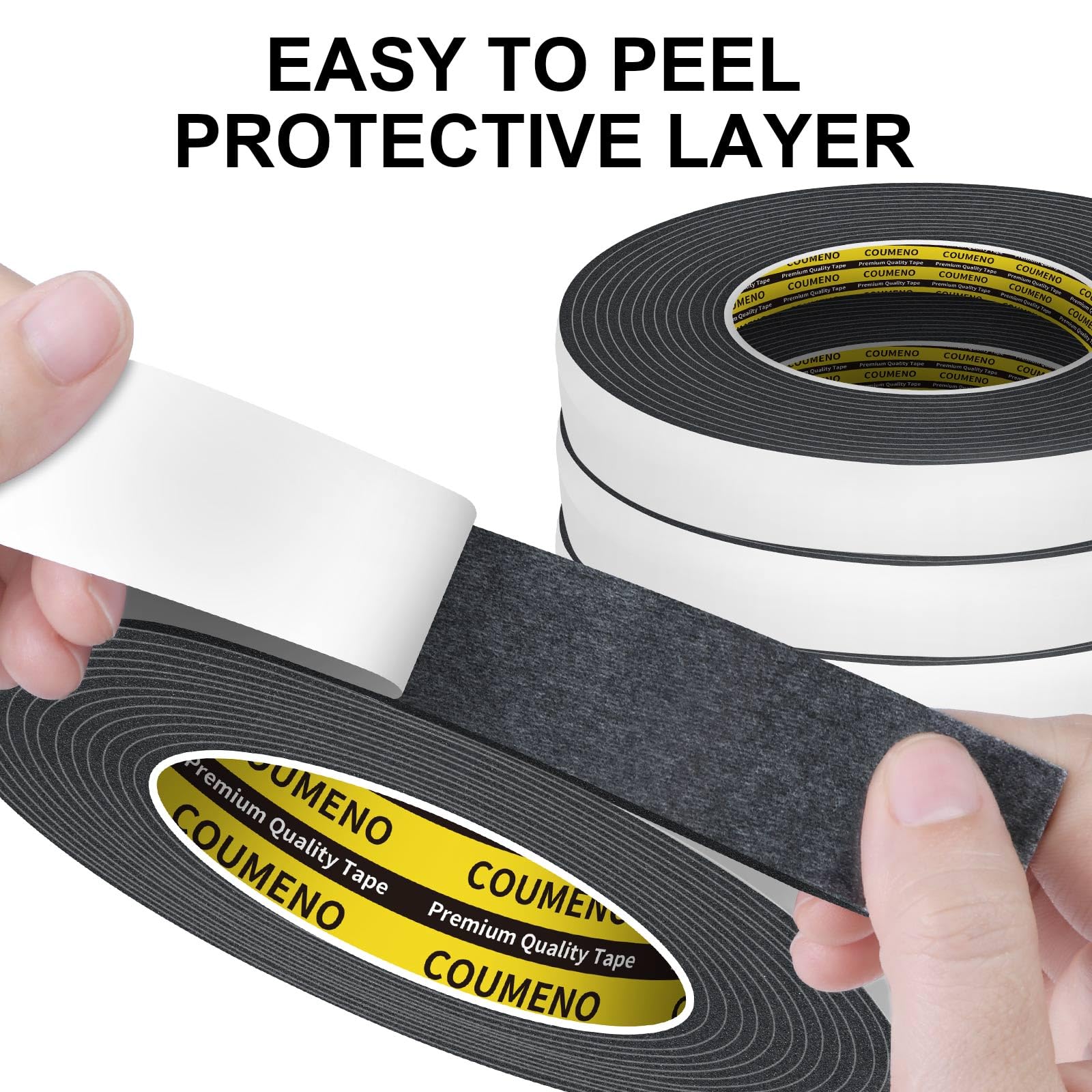 COUMENO EVA Single-Sided Adhesive Black Foam Tape 2in X16.4FT Sealing Strip Foam Pad Sponge Tape Window Weatherproof,Self-Adhesive Insulation Sealing