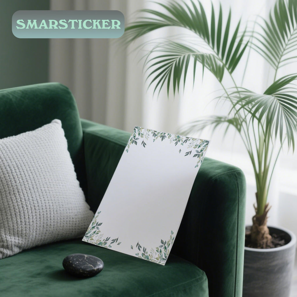 50 Pcs Greenery Letterhead Paper Eucalyptus Leaf Themed Decorative Printer Paper Wedding Botanical Letter Stationery Writing Paper Sheets for School Writing Home Office Supplies (Greenery)