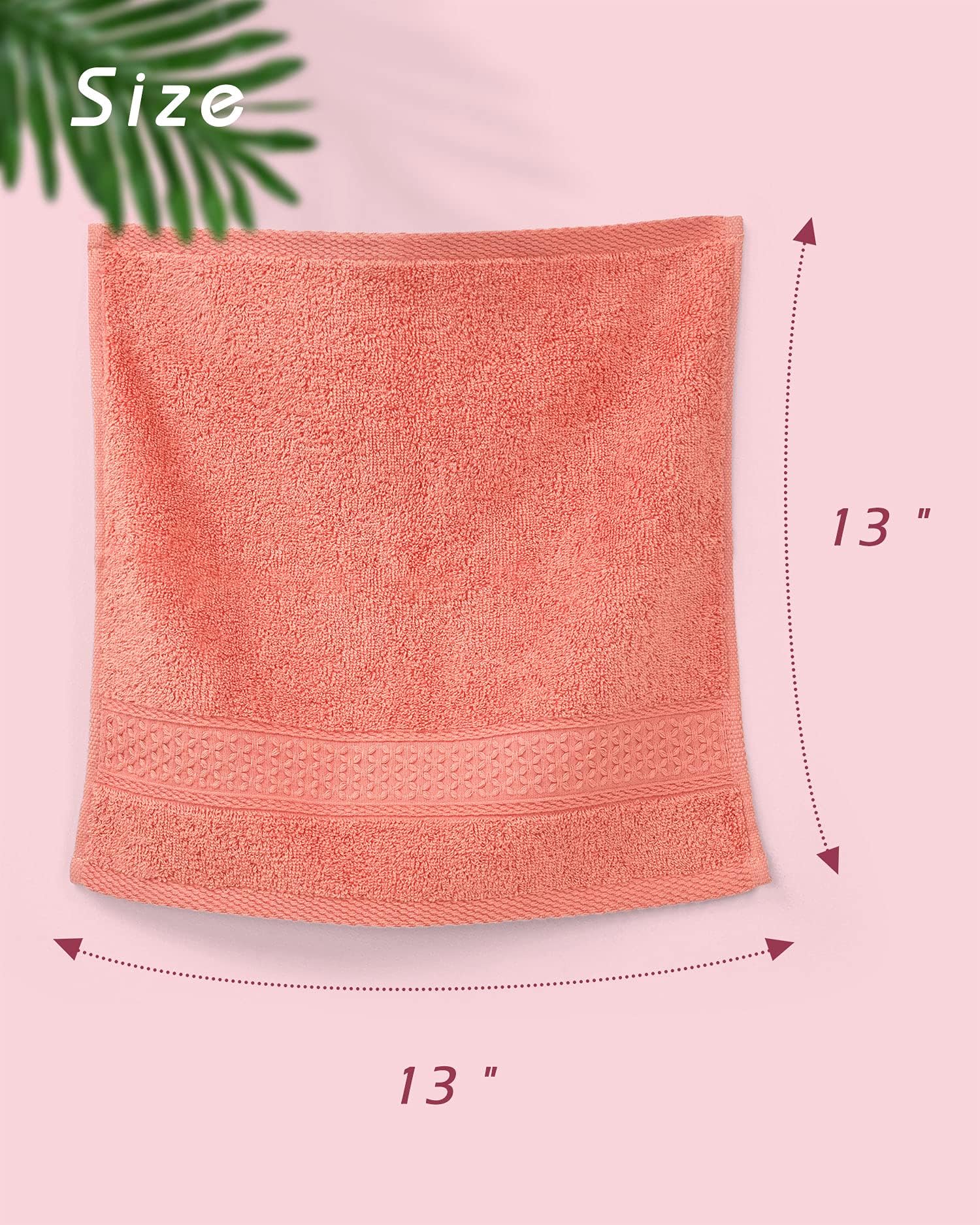 Cleanbear Face-Cloth Washcloths Set,100% Cotton, High Absorbent, 6-Pack 6 Colors, Size13 x13-deep Color