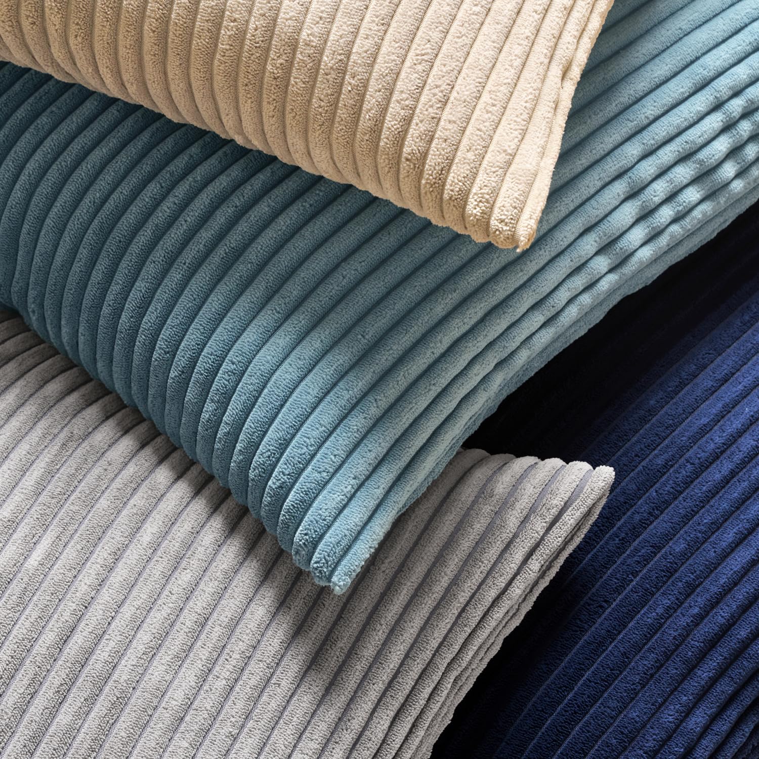 MIULEE Pack of 2 Corduroy Soft Soild Decorative Square Throw Pillow Covers Cushion Cases Pillow Cases for Couch Sofa Bedroom Car 18 x 18 Inch 45 x 45 cm, Navy Blue