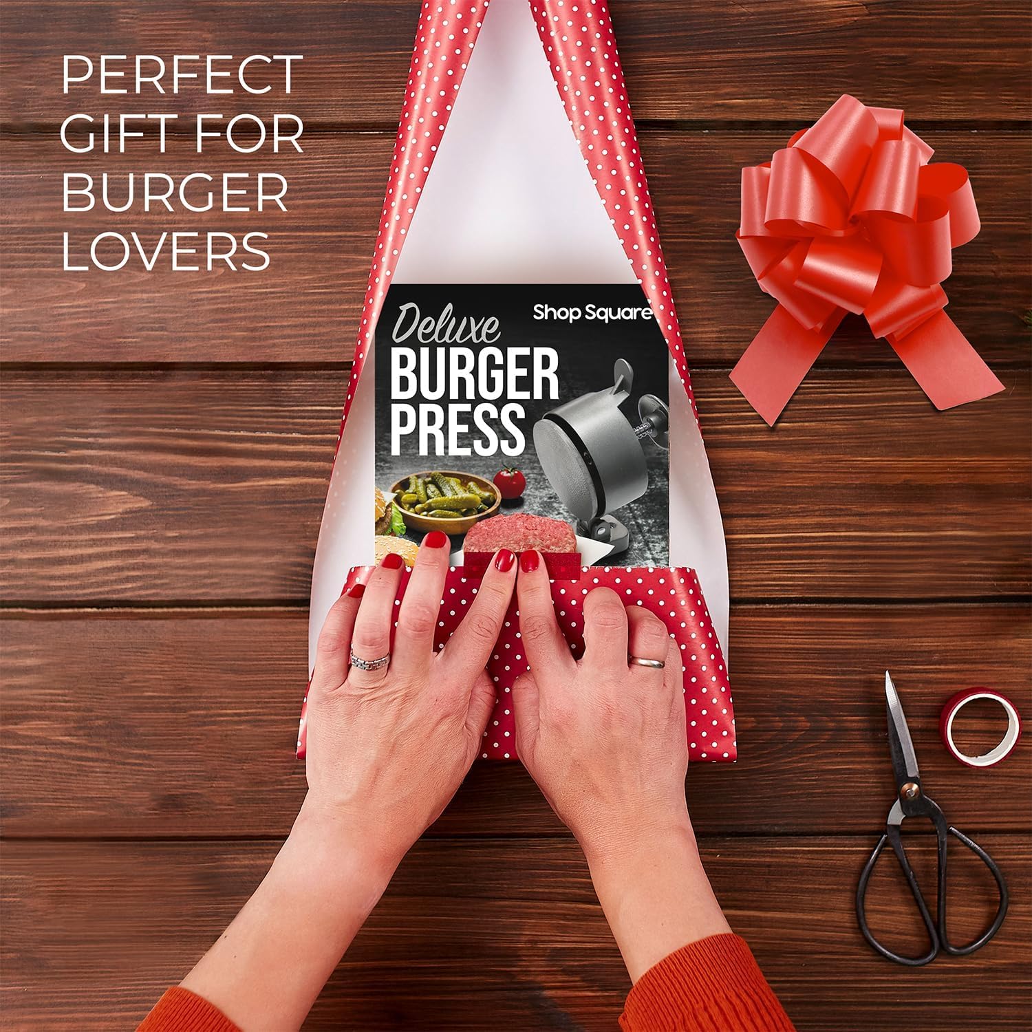 Hamburger Press Patty Maker - Adjustable 1/4lb to 3/4lb Burger Press Patty Maker with Patty Ejector - Adjustable Thickness for Burgers, Crab Cakes, and Sausage - Patty Paper Included