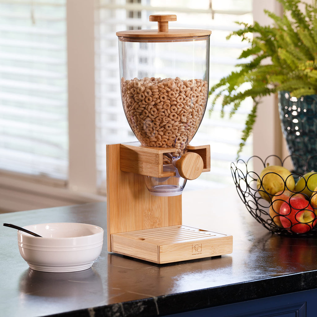 Honey-Can-Do Bamboo Cereal Dispenser, Food Storage Container for Pantry, Kitchen Counter, Organization and Storage KCH-09867 Natural
