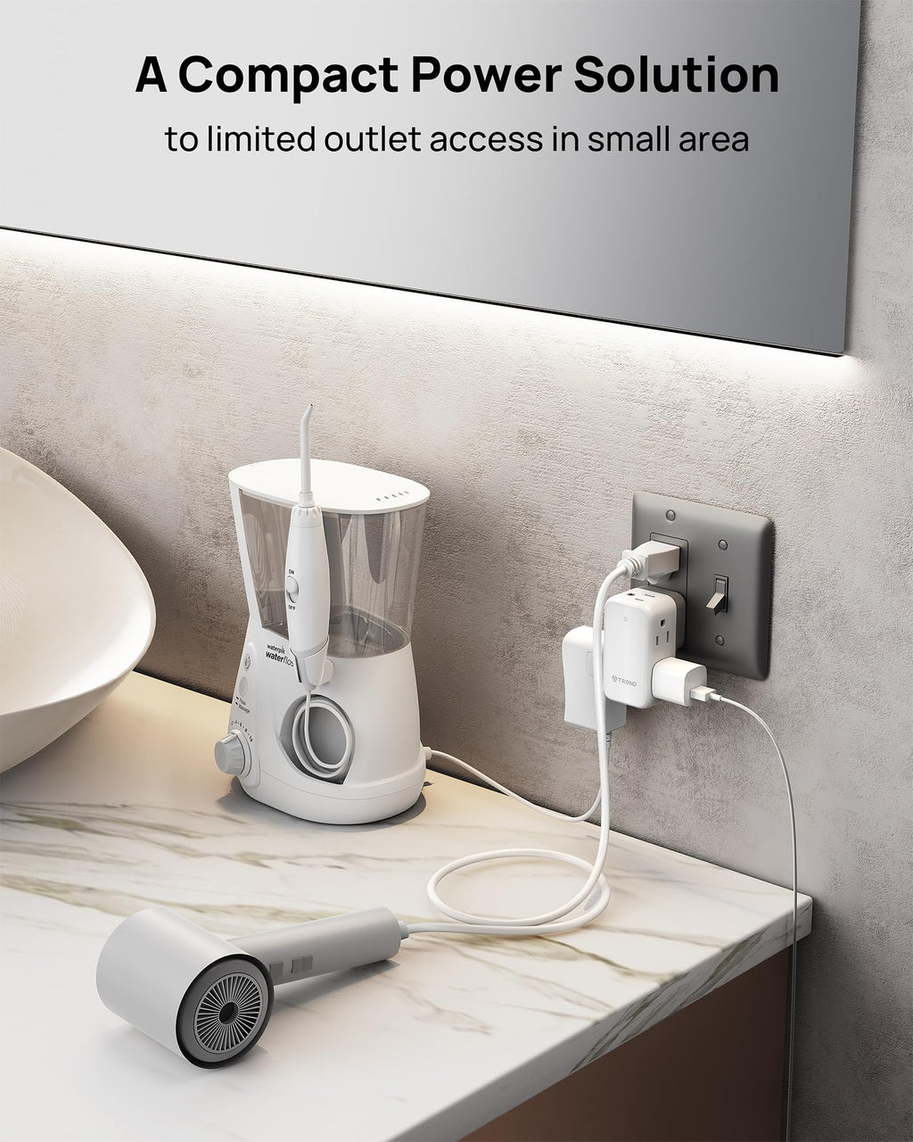 TROND 360° Rotating Multi Plug Outlet Extender, 2 Pack Small Wall Splitter 6 Electrical Charging Ports, Cruise Ship Travel Essentials, No Surge Protector Swivel Flat Power Expander for Home Office