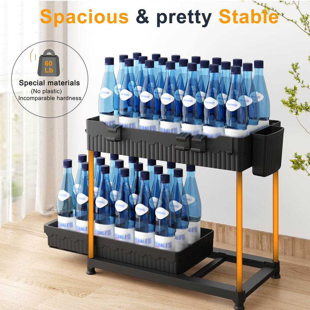 Sevenblue 4 Pack Under Sink Organizer and Storage,Bathroom Organizers, Multi-Use Under Sink Organizer for Bathroom and Kitchen with Sliding Drawer, Hang Hooks and Cups(Black,4 Pack)