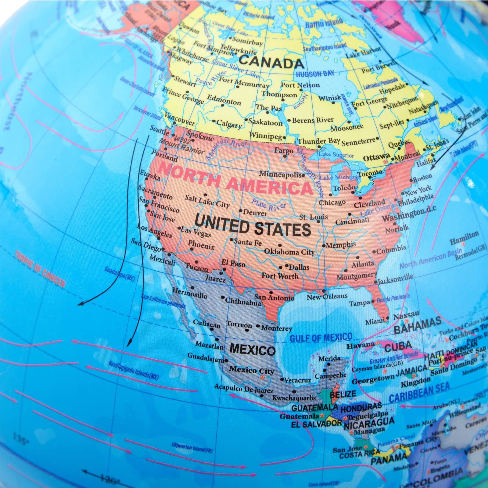 Rotating World Globe with Stand for Kids Learning, 8-inch Spinning Earth Globe for Classroom Geography Education