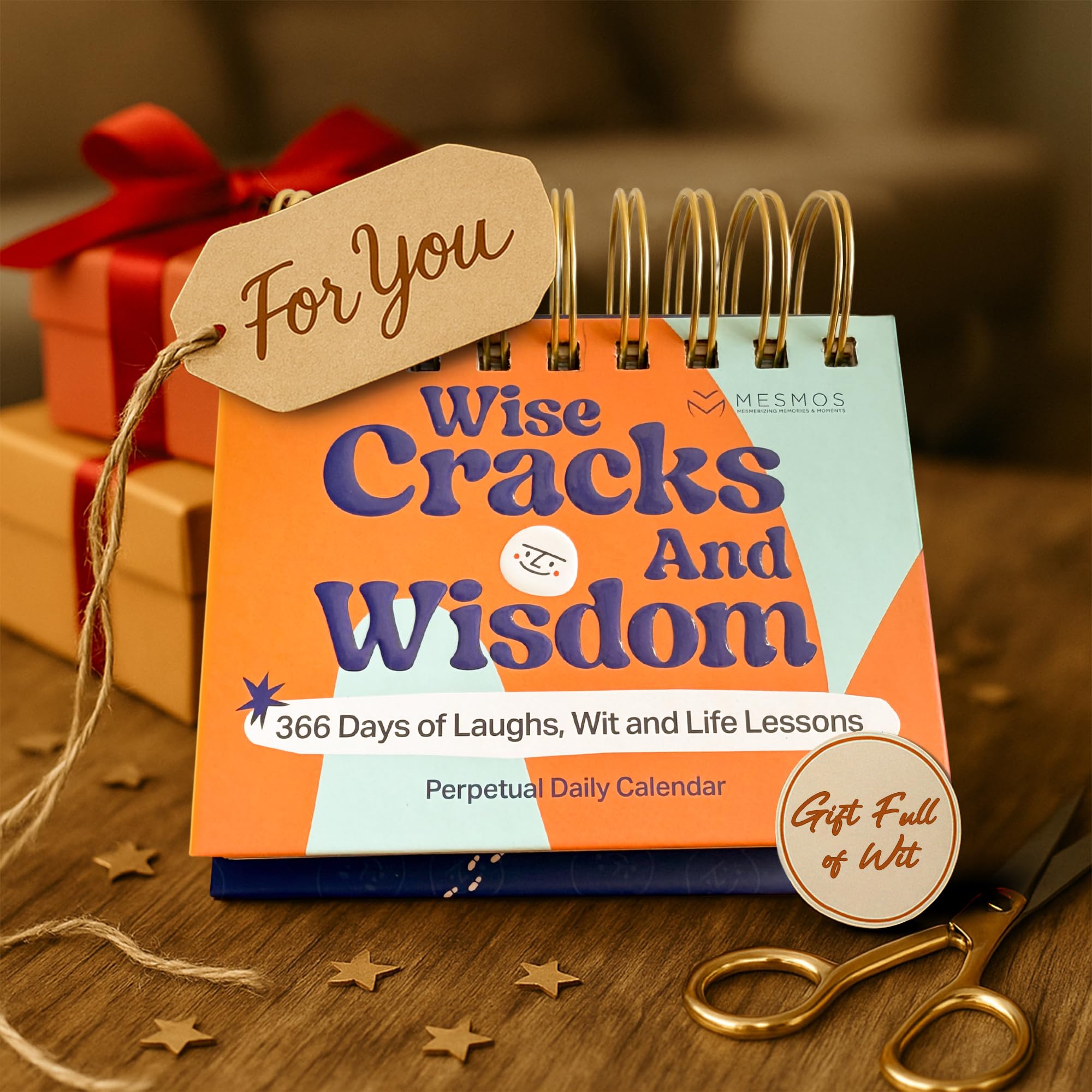 MESMOS Funny Wisdom Perpetual Calendar, Professional Day Gifts, 366 Days of Laughs & Life Lessons, Office Desk Accessories for Women-Men, White Elephant Motivational-Inspirational Gifts