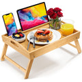 Large Bed Table Tray with Folding Legs, Laptop Holder and Handles - Breakfast Tray Bamboo Bed Tray for Eating, Sofa, Bed, Food Trays for Eating on Couch, Snacking and Working