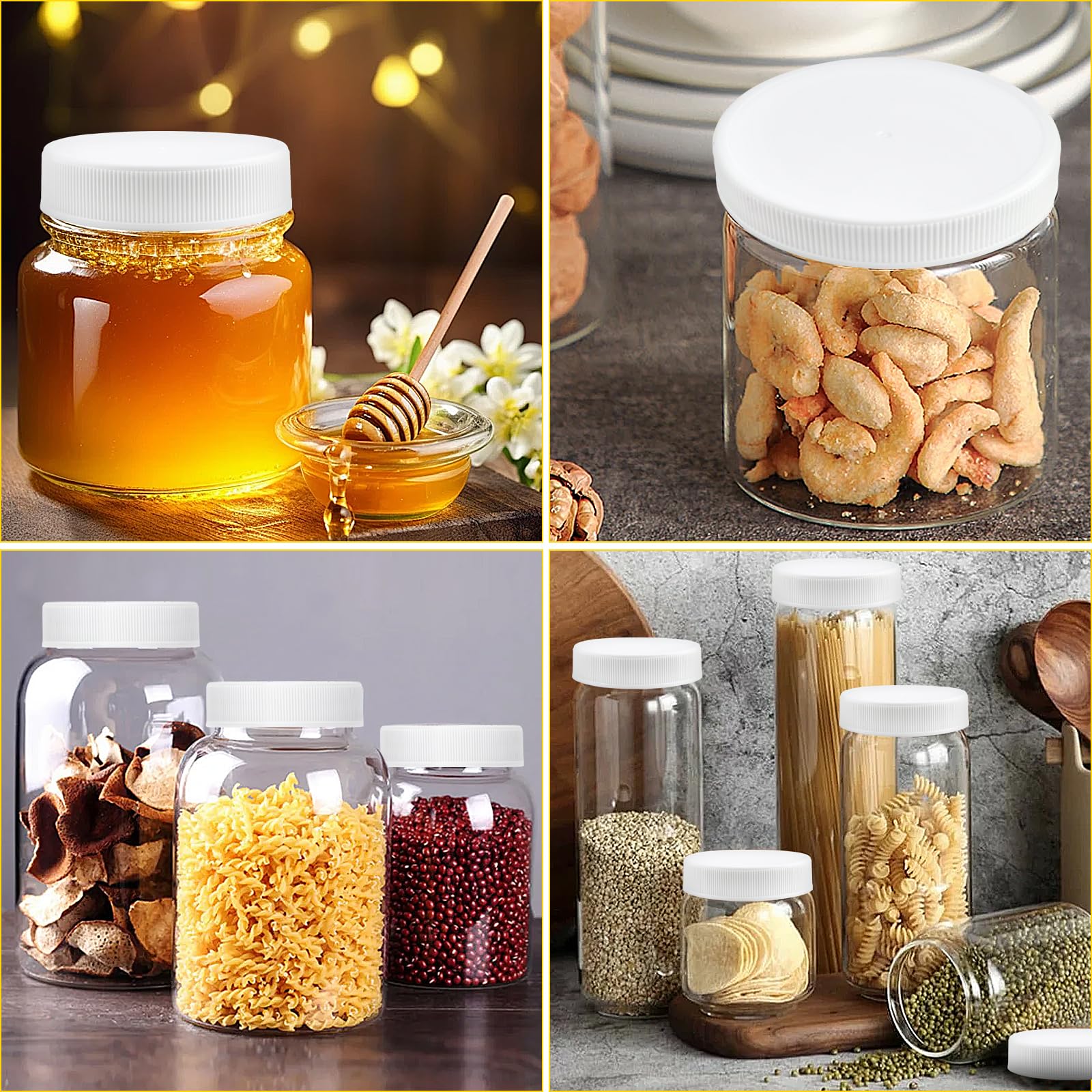 Supkiir 30pcs Plastic Mason Jar Lids, 70mm Food-Grade White Mason Jar Caps, Leak Proof Regular Mouth Mason Jar Canning Lids BPA Free Standard Mason Jar Lid for Kitchen Storage