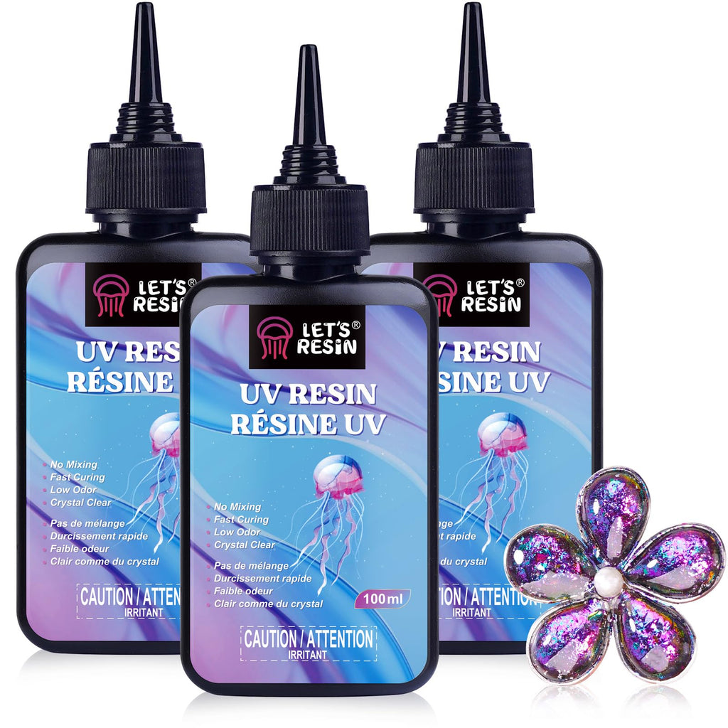 LET'S RESIN UV Resin Kit, 300g Low Viscosity Crystal Clear Hard Type for Craft Jewelry Making, Casting, Molds - Quick-Curing & Low Shrinkage