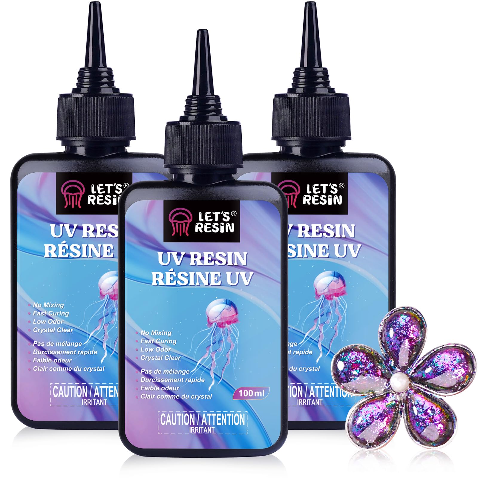 LET'S RESIN UV Resin Kit, 300g Low Viscosity Crystal Clear Hard Type for Craft Jewelry Making, Casting, Molds - Quick-Curing & Low Shrinkage