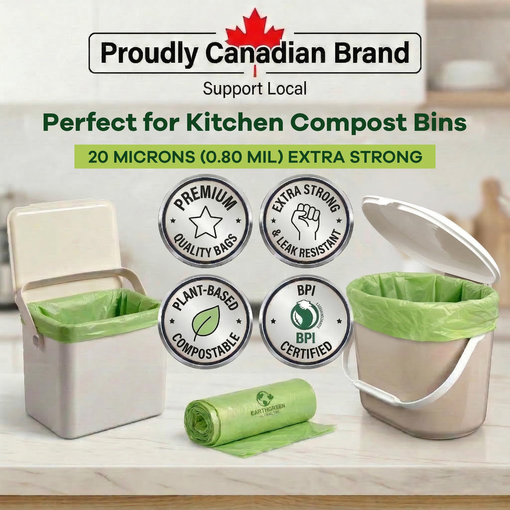 EarthGreen 100 Extra Strong Compost Bags 11L (3 Gallon) – Leak Resistant Food Waste Kitchen & Green Bin Liners Leak-Resistant Compost Bags for Countertop Bin & Small Green Bin Bags BPI certified