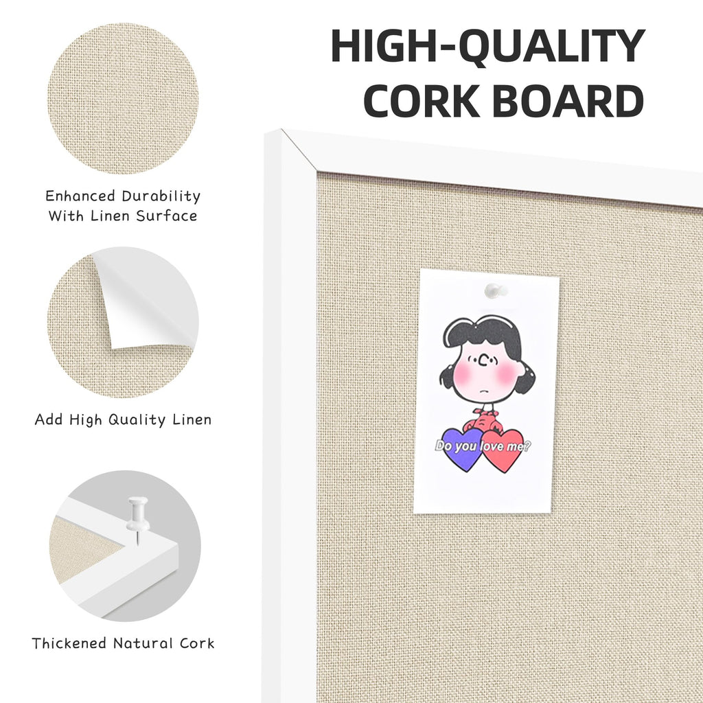 Yunihome 12x16 Inch (2-Pack) Cork Board for Wall Hanging with Linen, Bulletin Board with Push Pins, Mounted Memo Message Board for Home Office Decor, Dorm Room Essentials, Classroom Organization
