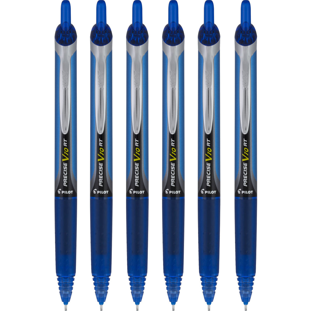 Pilot Precise V10 RT Retractable Liquid Ink Rollerball Pens, Bold Point, 1.0mm, Blue Ink, 6 Count