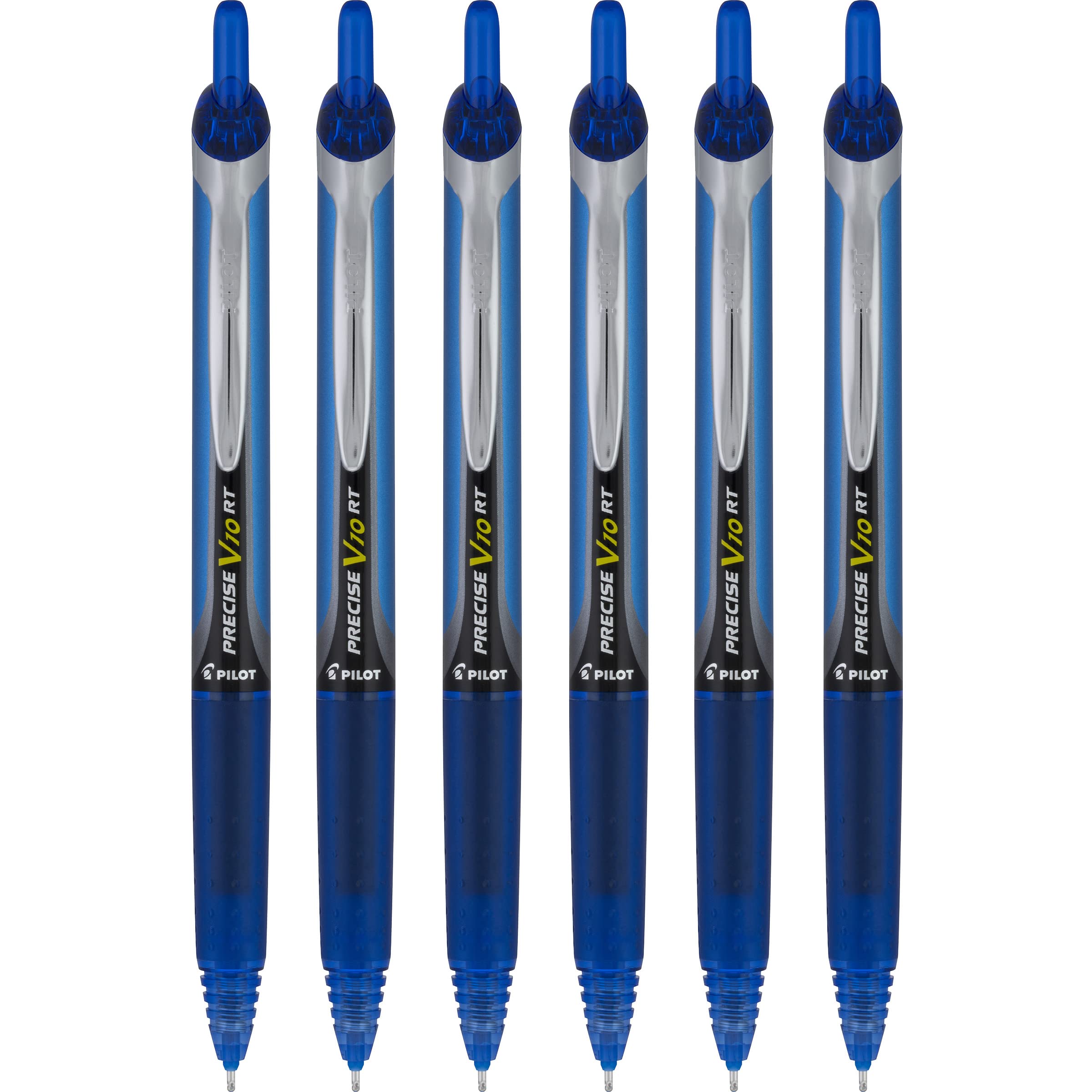 Pilot Precise V10 RT Retractable Liquid Ink Rollerball Pens, Bold Point, 1.0mm, Blue Ink, 6 Count