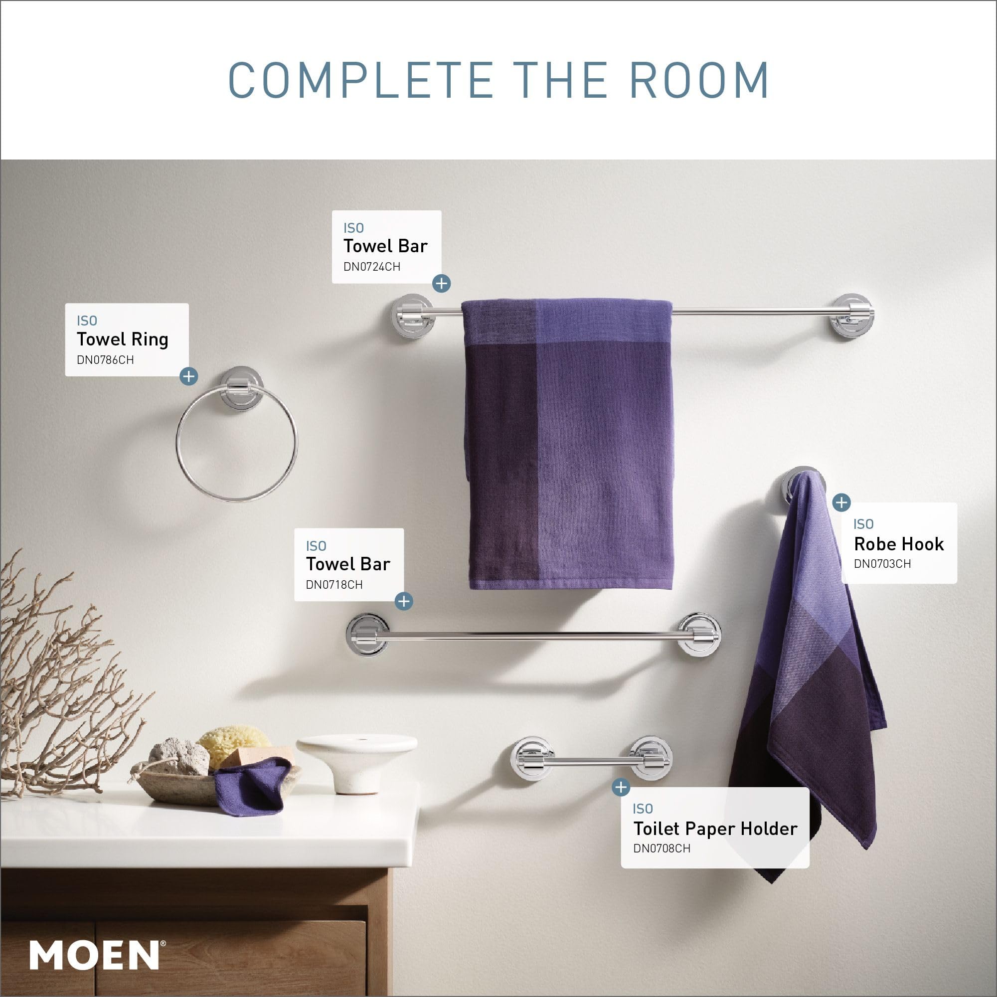 Moen DN0703CH Inspirations Robe Hook (Chrome), 2.44" W X 2.44" H
