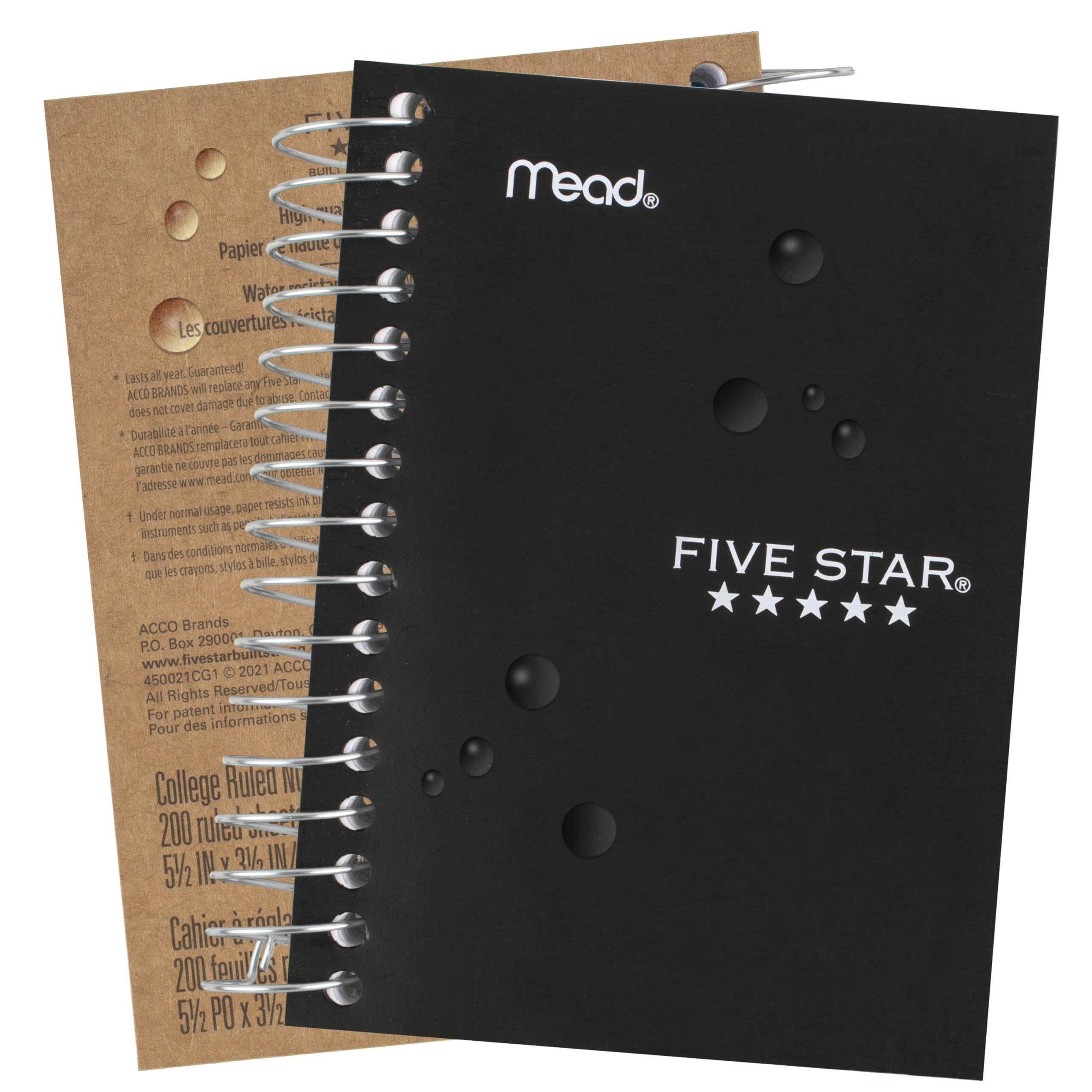 Five Star Spiral Notebook, Fat Lil’ Pocket Personal Notebook, College Ruled Paper, 200 Sheets, 5-1/2 inch x 3-1/2”, Assorted Colors, Color Will Vary, 6 Pack (38027)