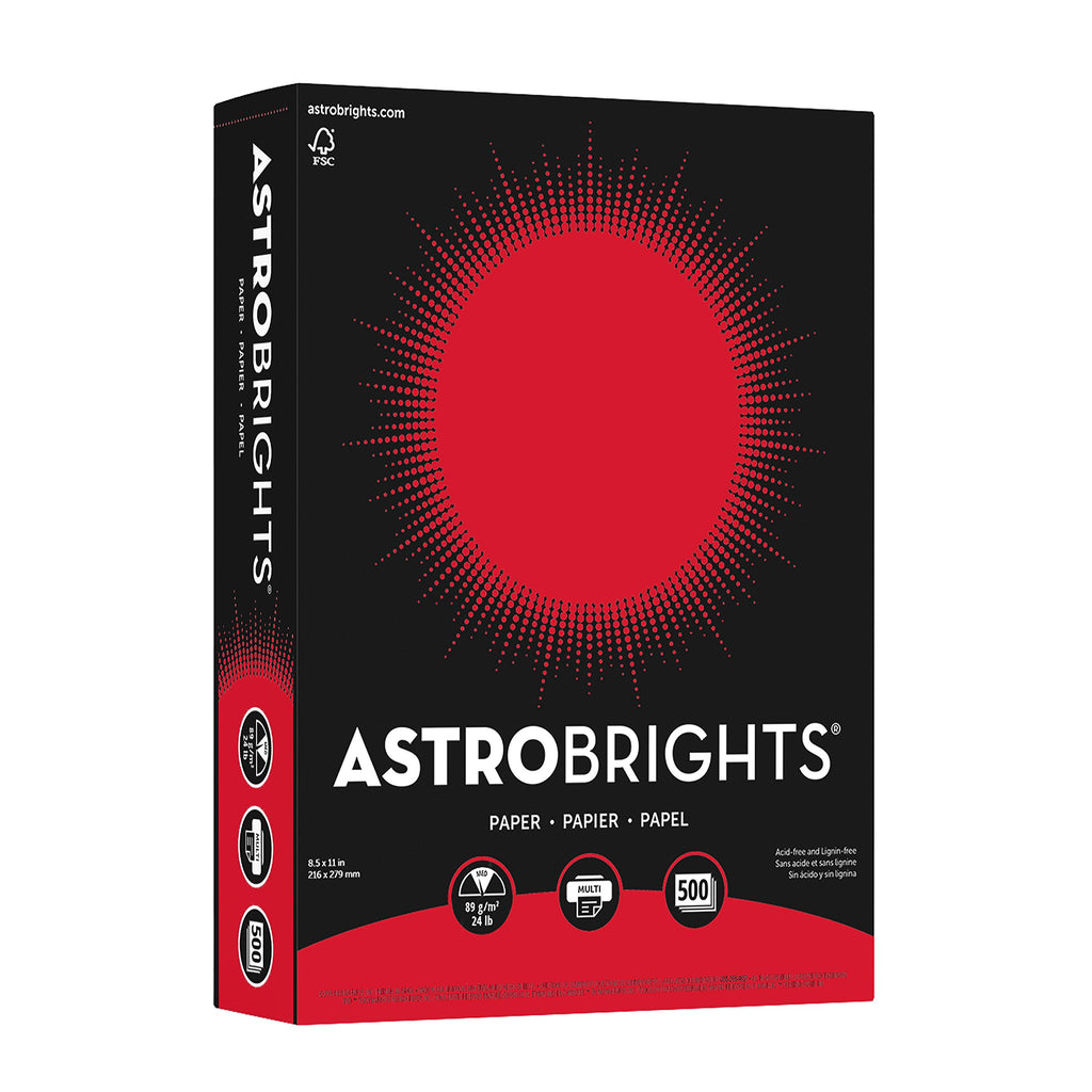 Neenah 21558 Astrobrights Premium Color Paper, 24 lb, 8.5 x 11 Inches, 500 Sheets, Re-Entry Red