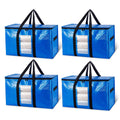 TAILI Extra Large Moving Bags, Heavy Duty Totes for Storage with Visible Window, U-Shaped Around Handles, Storage Contrainer Box for Space Saving, Blue, 4 Pack