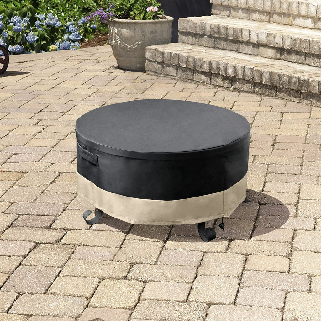 Stanbroil 36 Inch Round Fire Pit Cover - Fire Pit Table Cover, Patio Furniture Cover - Full Coverage Cover with Durable and Water Resistant Fabric, Black