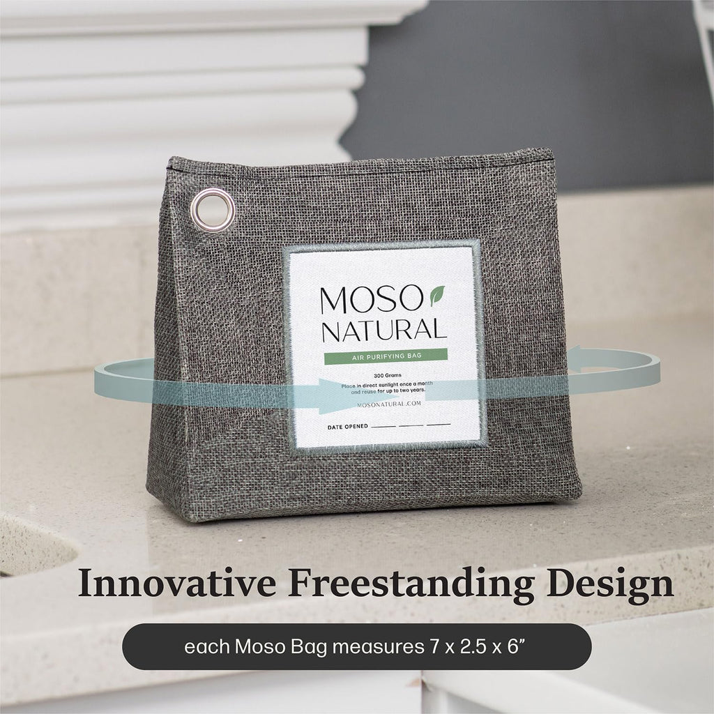 Moso Natural Air Purifying Bag 300g (10.58oz) Premium Bamboo Charcoal Odor Absorber for Home & Pet | Closet Odor Eliminator & Small Room Deodorizer | Charcoal Bags Last 2 Years | Unscented (2 Pack)