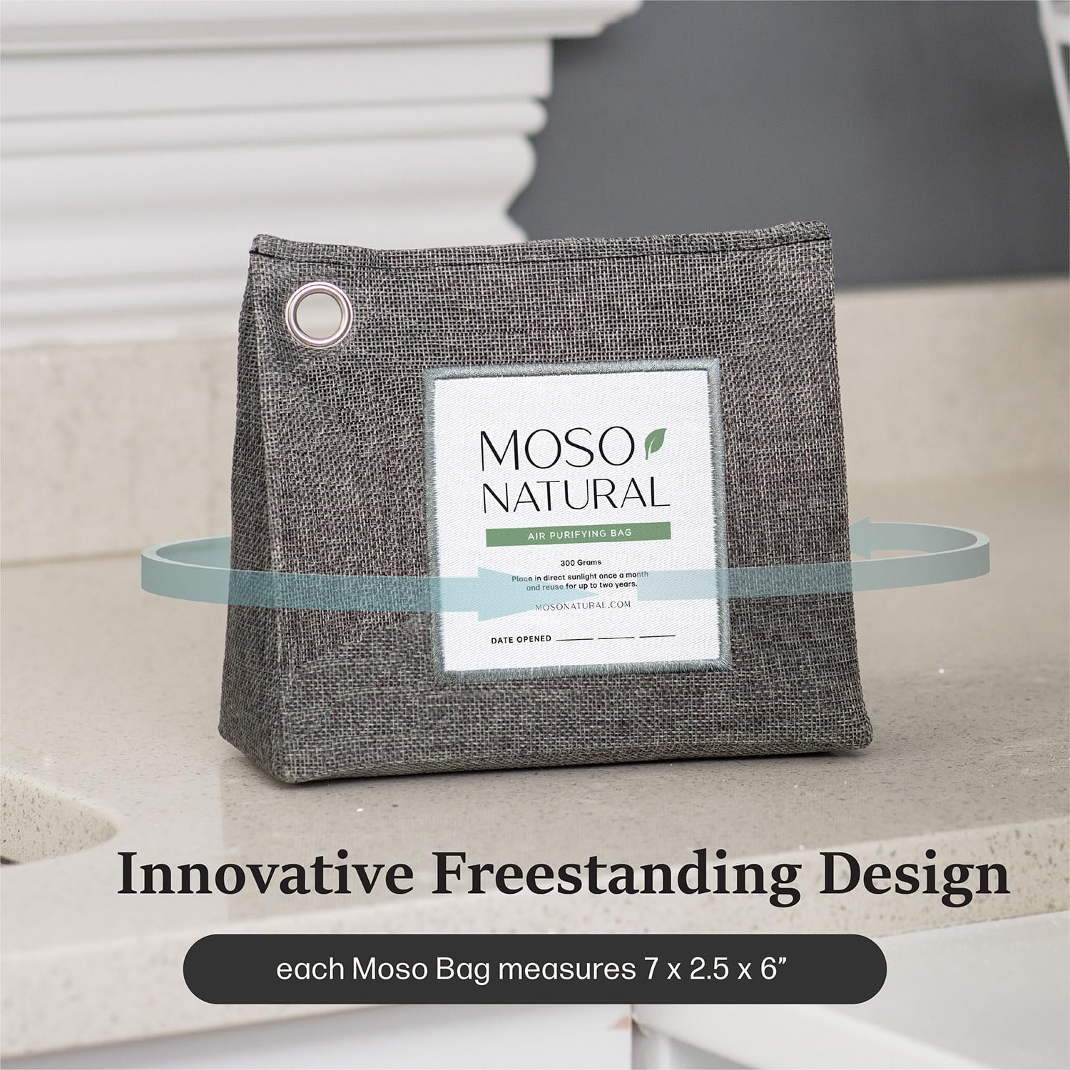 Moso Natural Air Purifying Bag 300g (10.58oz) Premium Bamboo Charcoal Odor Absorber for Home & Pet | Closet Odor Eliminator & Small Room Deodorizer | Charcoal Bags Last 2 Years | Unscented (2 Pack)