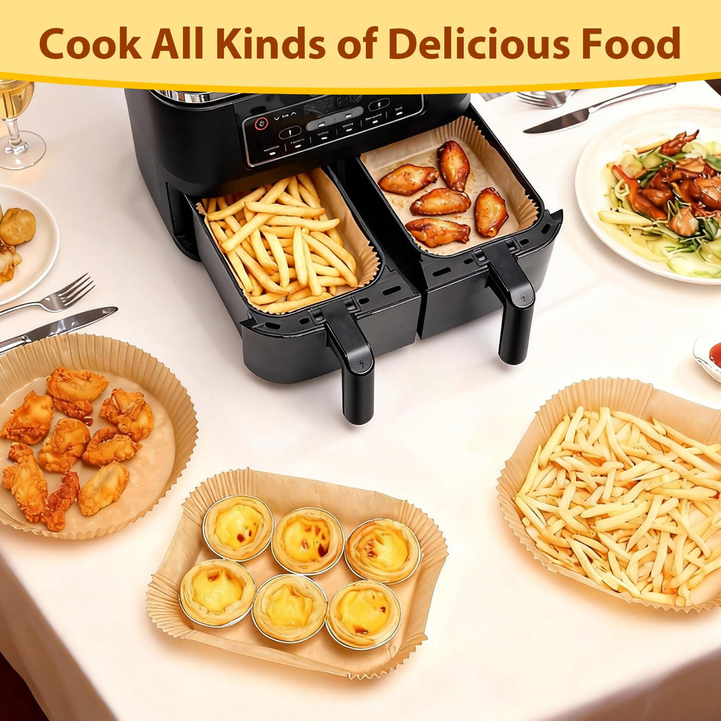 Ceecysaa 200PCS Air Fryer Liners Oil-Water Resistant,8.6x5.5'' Rectangular,Food-Grade Non-Stick, Air Fryer Parchment Paper Liners for Baking,Frying,Grilling